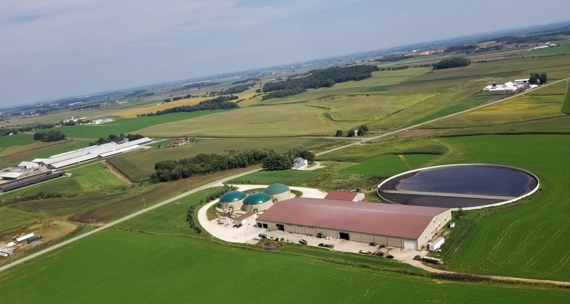 Bird's eye view of biogas facility near Middleton, Wisconsin